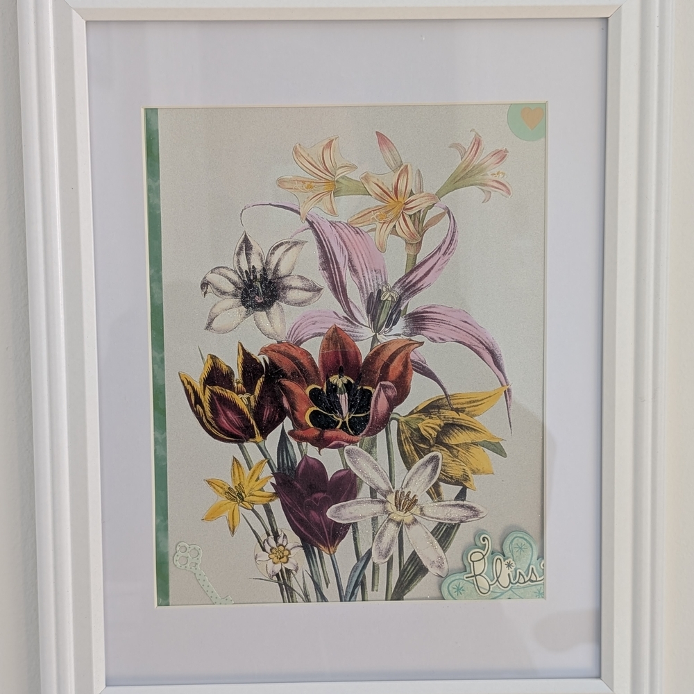 Floral Art in White Frame